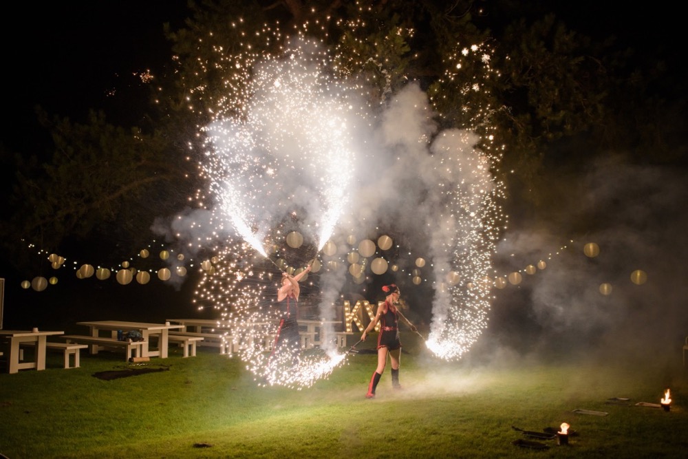 Fire performers at Babington House.