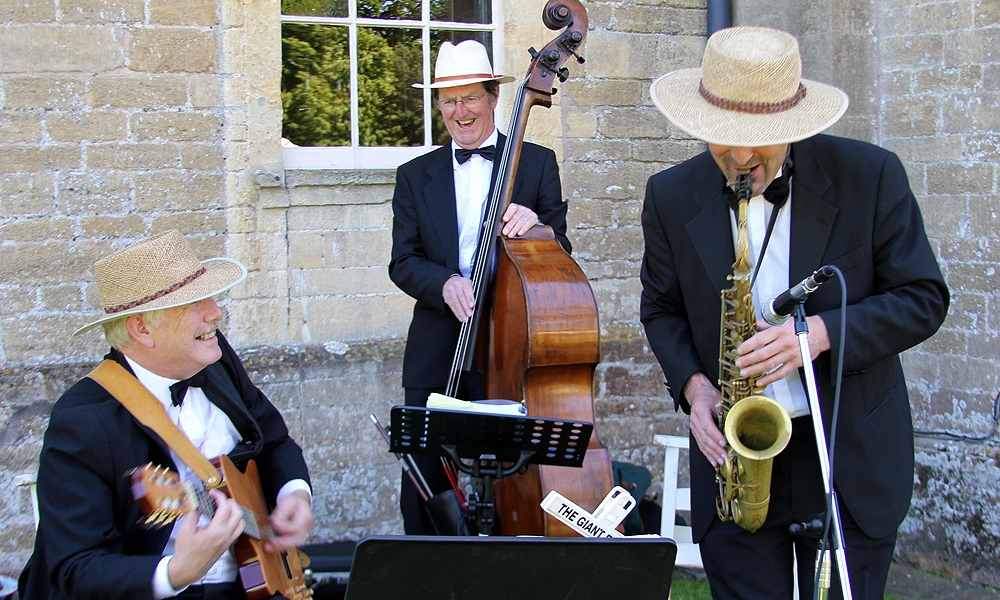 Image of a Jazz Trio playing at a wedding reception