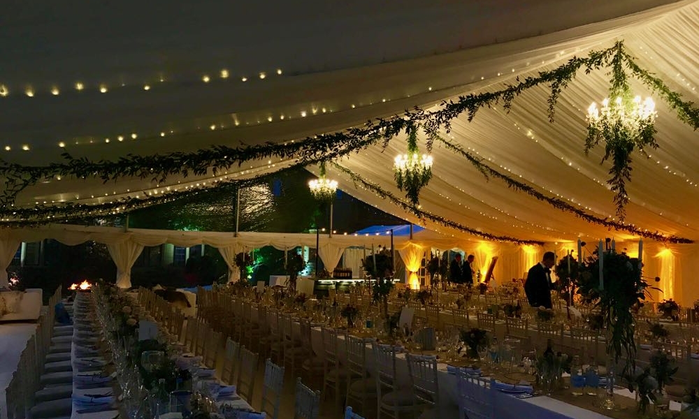 Marquee wedding interior.