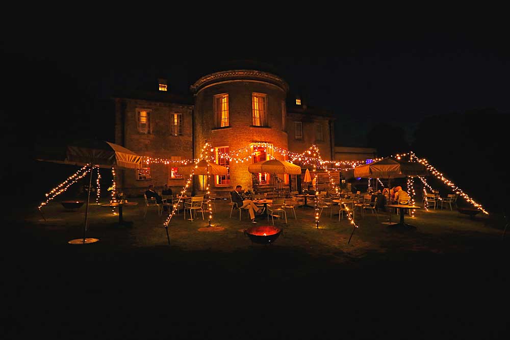 Babington House Bar Terrace with Chill Out Camp and 6 fire pits