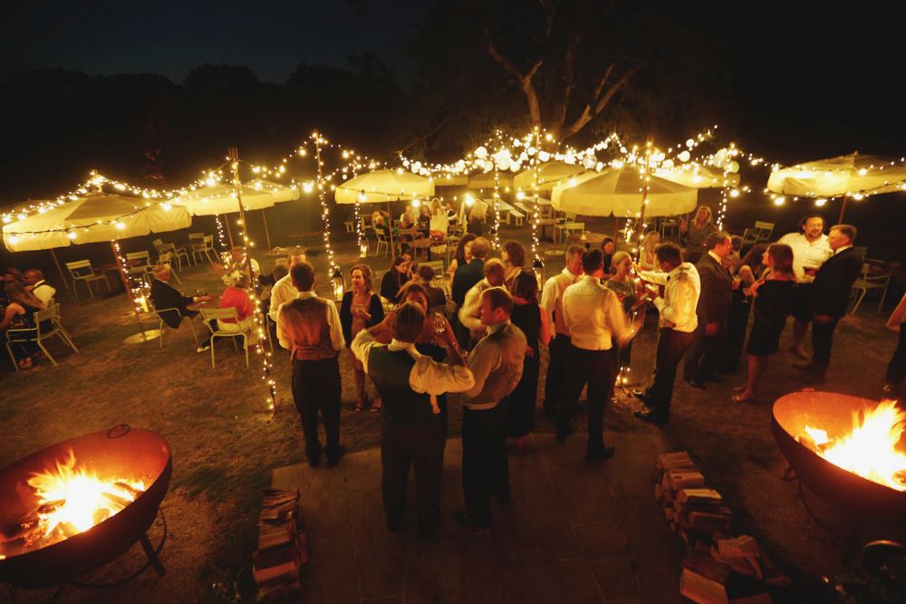 Wedding Lighting Canopy with large fire-pits